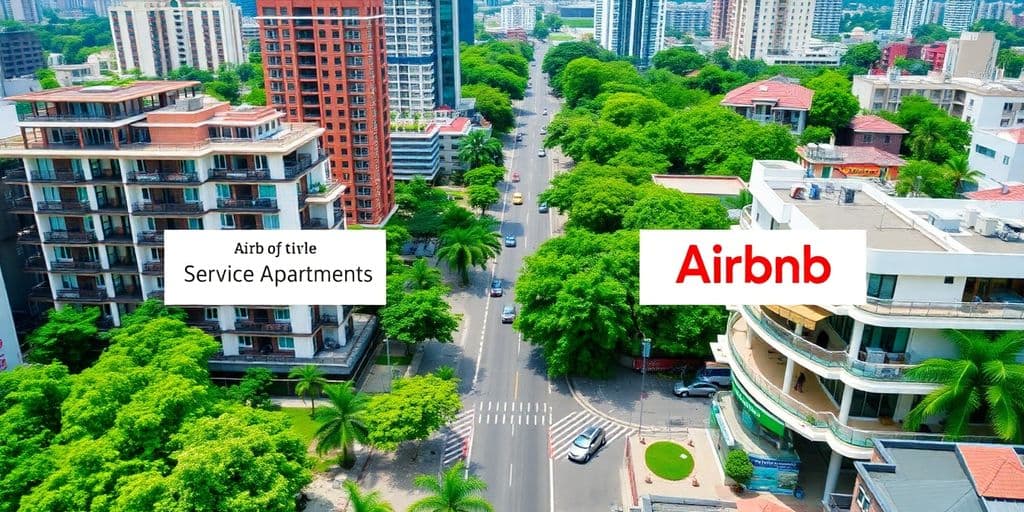 How do serviced apartments in Singapore compare to Airbnbs in terms of price and services?