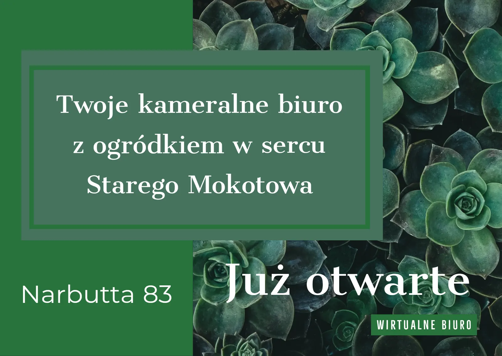 Narbutta 83 - Twoje kameralne biuro z ogródkiem w sercu Starego Mokotowa